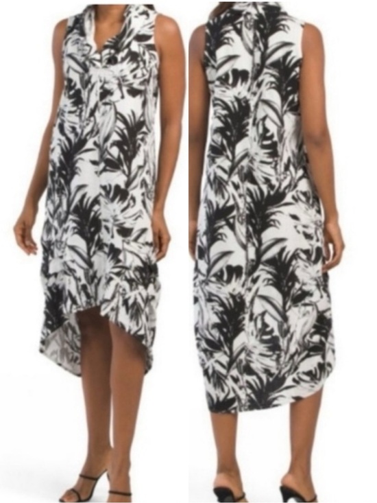 Nwt Cynthia Rowley High Low Tent Midi Dress Linen Blend Extra Large Lagenlook